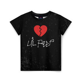 Детская футболка 3D с принтом Lil Peep Broken Heart в Екатеринбурге, 100% гипоаллергенный полиэфир | прямой крой, круглый вырез горловины, длина до линии бедер, чуть спущенное плечо, ткань немного тянется | Тематика изображения на принте: broken | dead | heart | lil | lil peep | lilpeep | music | peep | pump | rap | rapper | red | rip | густав | красное | лил | лил пип | лилпип | мертв | память | пип | разбитое | рип | рэп | рэпер | сердечко | сердце | умер | эмо