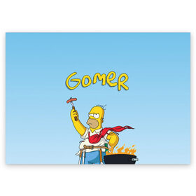 Поздравительная открытка с принтом Гомер в Екатеринбурге, 100% бумага | плотность бумаги 280 г/м2, матовая, на обратной стороне линовка и место для марки
 | Тематика изображения на принте: gomer | simpsons | барбекю | гомер | симпсон