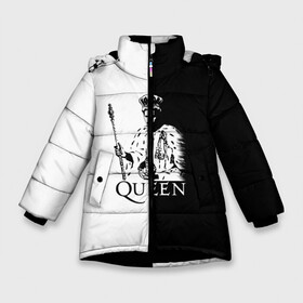 Зимняя куртка для девочек 3D с принтом Queen в Екатеринбурге, ткань верха — 100% полиэстер; подклад — 100% полиэстер, утеплитель — 100% полиэстер. | длина ниже бедра, удлиненная спинка, воротник стойка и отстегивающийся капюшон. Есть боковые карманы с листочкой на кнопках, утяжки по низу изделия и внутренний карман на молнии. 

Предусмотрены светоотражающий принт на спинке, радужный светоотражающий элемент на пуллере молнии и на резинке для утяжки. | paul rodgers | queen | quen | брайан мэй | глэм | группа | джон дикон | квин | королева | куин | меркури | меркьюри | мэркури | поп | роджер тейлор | рок | фредди | фреди | хард | хардрок