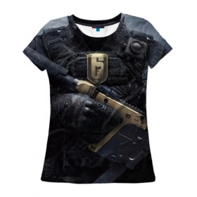 Женская футболка 3D с принтом Rainbow Six: Siege в Екатеринбурге, 100% полиэфир ( синтетическое хлопкоподобное полотно) | прямой крой, круглый вырез горловины, длина до линии бедер | pvp | воин | герой | дым | огонь | оружия | пламя | призрак | снайпер | сражения | тактический | туман | шутер