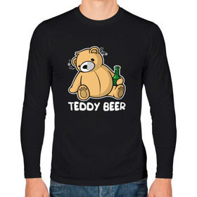 Мужской лонгслив хлопок с принтом Teddy Beer в Екатеринбурге, 100% хлопок |  | Тематика изображения на принте: медведь | миша | мишка | тедди | юмор