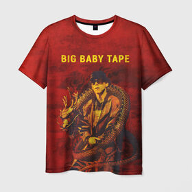 Мужская футболка 3D с принтом BIG BABY TAPE - Dragonborn в Екатеринбурге, 100% полиэфир | прямой крой, круглый вырез горловины, длина до линии бедер | Тематика изображения на принте: baby | bbt | big | dragonborn | dragons | fire | gimme | lost | rap | raper | tape | the | trap | взял | дракон | драконы | огонь | русский | рэп | рэппер | твою