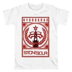 Мужская футболка хлопок с принтом Stone Sour - Hydrograd в Екатеринбурге, 100% хлопок | прямой крой, круглый вырез горловины, длина до линии бедер, слегка спущенное плечо. | corey taylor | fabuless | hydrograd | metal | rock | slipknot | song3 | stone sour | метал | рок
