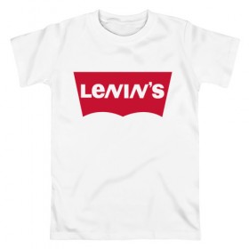 Мужская футболка хлопок с принтом LENIN`S в Екатеринбурге, 100% хлопок | прямой крой, круглый вырез горловины, длина до линии бедер, слегка спущенное плечо. | бренд | коммунизм | комсомол | ленин | партия | революция