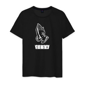 Мужская футболка хлопок с принтом BONES SESH в Екатеринбурге, 100% хлопок | прямой крой, круглый вырез горловины, длина до линии бедер, слегка спущенное плечо. | bones | cloudrap | dead | deadboy | logo | music | rap | sesh | боунс | клаудреп | кости | лого | музыка | реп