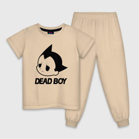 Детская пижама хлопок с принтом DEAD BOY \ BONES в Екатеринбурге, 100% хлопок |  брюки и футболка прямого кроя, без карманов, на брюках мягкая резинка на поясе и по низу штанин
 | Тематика изображения на принте: bones | cloudrap | dead | deadboy | logo | music | rap | sesh | боунс | клаудреп | кости | лого | музыка | реп