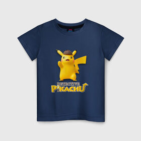 Детская футболка хлопок с принтом Detetive Pikachu в Екатеринбурге, 100% хлопок | круглый вырез горловины, полуприлегающий силуэт, длина до линии бедер | detective | picachu | pokemon | детектив | пикачу | покемон