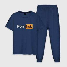 Мужская пижама хлопок с принтом PornHub в Екатеринбурге, 100% хлопок | брюки и футболка прямого кроя, без карманов, на брюках мягкая резинка на поясе и по низу штанин
 | brazzers | браззерс