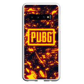 Чехол для Samsung Galaxy S10 с принтом PUBG в Екатеринбурге, Силикон | Область печати: задняя сторона чехла, без боковых панелей | Тематика изображения на принте: action | battle royal | fire | game | play | playerunknowns battlegrounds | pubg | winner winner chiken dinner | огонь | шутер