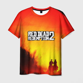 Мужская футболка 3D с принтом red dead redemption 2 в Екатеринбурге, 100% полиэфир | прямой крой, круглый вырез горловины, длина до линии бедер | game | red dead | red dead redemption 2 | redemption 2 | rockstar games | бандиты | дикий запад | игры | ковбои | оружие