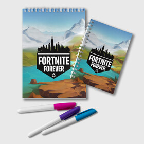 Блокнот с принтом Fortnite Forever в Екатеринбурге, 100% бумага | 48 листов, плотность листов — 60 г/м2, плотность картонной обложки — 250 г/м2. Листы скреплены удобной пружинной спиралью. Цвет линий — светло-серый
 | battle royale | fortnite | fortnite battle royale | futuresynth | game | outrun | retrowave | synth | synthwave | игры | ретровейв | синтвейв | фортнайт