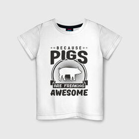 Детская футболка хлопок с принтом Freaking Pigs в Екатеринбурге, 100% хлопок | круглый вырез горловины, полуприлегающий силуэт, длина до линии бедер | 2019 | дед мороз | дом | елка | желание | животные | зима | кабан | милый | мороз | настроение | новый год | пеппа | подарок | позитив | поросенок | праздник | радость | рождество | салют | санта клаус