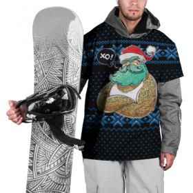 Накидка на куртку 3D с принтом Санта хипстер в Екатеринбурге, 100% полиэстер |  | Тематика изображения на принте: дед мороз | зима | клаус | новый год | санта | снежинки | узор | хипстер