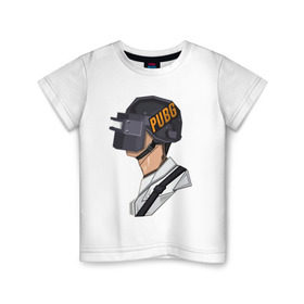 Детская футболка хлопок с принтом PUBG minimal в Екатеринбурге, 100% хлопок | круглый вырез горловины, полуприлегающий силуэт, длина до линии бедер | fortnite | gaming | minimal | pubg | pubgfunny | pubgmeme | pubgmemes | pubgmobile | pubgxbox | минимализм | пубг