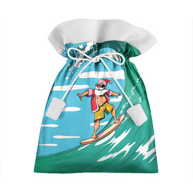 Подарочный 3D мешок с принтом Cool Santa в Екатеринбурге, 100% полиэстер | Размер: 29*39 см | cool | creative | design | holiday | merry christmas | new year | sea | summer | surfing | wave | волна | дизайн | канары | креатив | круто | лето | море | новый год | рождество | сёрфинг