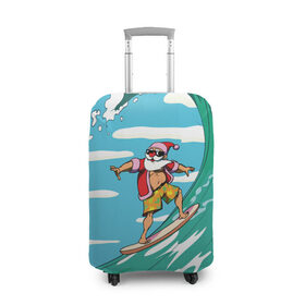 Чехол для чемодана 3D с принтом Cool Santa в Екатеринбурге, 86% полиэфир, 14% спандекс | двустороннее нанесение принта, прорези для ручек и колес | cool | creative | design | holiday | merry christmas | new year | sea | summer | surfing | wave | волна | дизайн | канары | креатив | круто | лето | море | новый год | рождество | сёрфинг