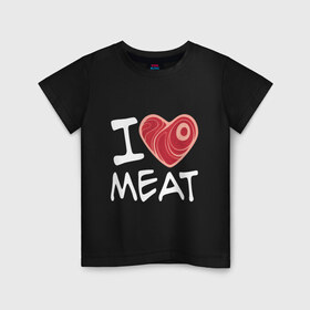 Детская футболка хлопок с принтом Я люблю мясо в Екатеринбурге, 100% хлопок | круглый вырез горловины, полуприлегающий силуэт, длина до линии бедер | Тематика изображения на принте: cook | heart | love | meat | бекон | блюдо | еда | кок | кухня | люблю | мясо | пища | повар | ресторан | свинина | свинья | сердце | шашлык