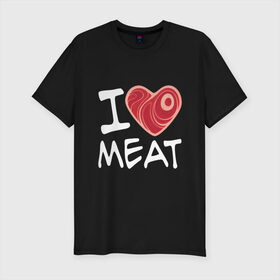 Мужская футболка премиум с принтом Я люблю мясо в Екатеринбурге, 92% хлопок, 8% лайкра | приталенный силуэт, круглый вырез ворота, длина до линии бедра, короткий рукав | cook | heart | love | meat | бекон | блюдо | еда | кок | кухня | люблю | мясо | пища | повар | ресторан | свинина | свинья | сердце | шашлык