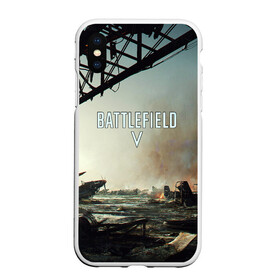 Чехол для iPhone XS Max матовый с принтом BATTLEFIELD в Екатеринбурге, Силикон | Область печати: задняя сторона чехла, без боковых панелей | action | battlefield | battlefield 5 | battlefield v | dice | electronic arts | game | war | world war | война | вторая мировая | игры | солдат | солдаты | шутер