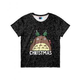 Детская футболка 3D с принтом Totoro Christmas в Екатеринбурге, 100% гипоаллергенный полиэфир | прямой крой, круглый вырез горловины, длина до линии бедер, чуть спущенное плечо, ткань немного тянется | anime | christmas | moon | myneighbortotoro | night | totoro | xmas | аниме | канта | кодомо | котобус | кусакабэ | мэй | рождество | сусуватари | тацуо | тоторо | хаяомиядзаки | ясуко