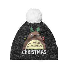 Шапка 3D c помпоном с принтом Totoro Christmas в Екатеринбурге, 100% полиэстер | универсальный размер, печать по всей поверхности изделия | anime | christmas | moon | myneighbortotoro | night | totoro | xmas | аниме | канта | кодомо | котобус | кусакабэ | мэй | рождество | сусуватари | тацуо | тоторо | хаяомиядзаки | ясуко