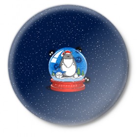 Значок с принтом Totoro Smowball в Екатеринбурге,  металл | круглая форма, металлическая застежка в виде булавки | Тематика изображения на принте: 