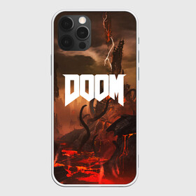 Чехол для iPhone 12 Pro с принтом DOOM в Екатеринбурге, силикон | область печати: задняя сторона чехла, без боковых панелей | demon | devil | doom | doom vfr | evil | game | mars | red | демон | дум | игры | космос | красная планета | марс | пришельцы