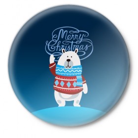 Значок с принтом Merry Christmas в Екатеринбурге,  металл | круглая форма, металлическая застежка в виде булавки | Тематика изображения на принте: 
