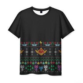 Мужская футболка 3D с принтом Sailor Moon Вязаный в Екатеринбурге, 100% полиэфир | прямой крой, круглый вырез горловины, длина до линии бедер | Тематика изображения на принте: аниме | вязаный | елка | зима | зимний | луна | новый год | рождество | роза | свитер | сейлор | снежинки | сэйлор мун