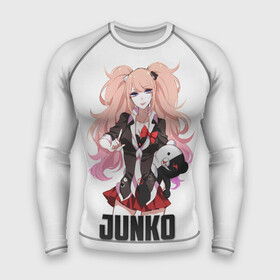 Мужской рашгард 3D с принтом Джунко в Екатеринбурге,  |  | danganronpa | junko | monokuma | аниме | девочка | девушка | джунко | медведь | мишка | монокума | мультфильм | эношима