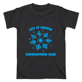 Мужская футболка хлопок с принтом Let It Snow в Екатеринбурге, 100% хлопок | прямой крой, круглый вырез горловины, длина до линии бедер, слегка спущенное плечо. | Тематика изображения на принте: 