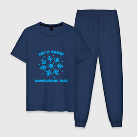 Мужская пижама хлопок с принтом Let It Snow в Екатеринбурге, 100% хлопок | брюки и футболка прямого кроя, без карманов, на брюках мягкая резинка на поясе и по низу штанин
 | Тематика изображения на принте: 