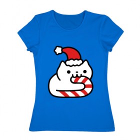 Женская футболка хлопок с принтом Kitty Candy в Екатеринбурге, 100% хлопок | прямой крой, круглый вырез горловины, длина до линии бедер, слегка спущенное плечо | 2019 | дед мороз | дом | елка | желание | животные | зима | кабан | милый | мороз | настроение | новый год | пеппа | подарок | позитив | поросенок | праздник | радость | рождество | санта клаус | свинка