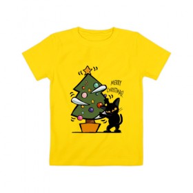 Детская футболка хлопок с принтом Merry Christmas в Екатеринбурге, 100% хлопок | круглый вырез горловины, полуприлегающий силуэт, длина до линии бедер | 2019 | дед мороз | дом | елка | желание | животные | зима | кабан | милый | мороз | настроение | новый год | пеппа | подарок | позитив | поросенок | праздник | радость | рождество | санта клаус | свинка