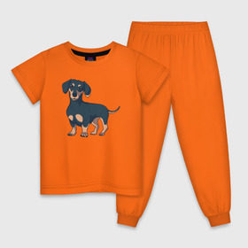 Детская пижама хлопок с принтом Такса в Екатеринбурге, 100% хлопок |  брюки и футболка прямого кроя, без карманов, на брюках мягкая резинка на поясе и по низу штанин
 | dachshund | собака | собаки | такса | таксы
