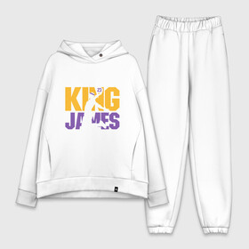 Женский костюм хлопок Oversize с принтом King James в Екатеринбурге,  |  | cavaliers | cleveland | coach | james | king | lakers | lebron | los angeles | nba | player | slam dunk | sport | team | баскетбол | борода | джеймс | игрок | кавальерс | калиф | кливленд | король | леброн | лейкерс | лос анджелес | нба | слэм д