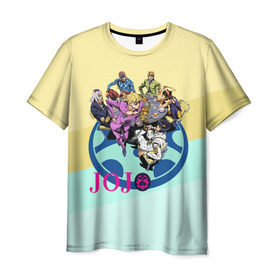 Мужская футболка 3D с принтом JOJO в Екатеринбурге, 100% полиэфир | прямой крой, круглый вырез горловины, длина до линии бедер | adventure | anime | bizzare | jo jo | jojo | logo | manga | аниме | араки | ахегао | джо | джо джо | джоджо | жижа | жожа | жожо | йойо | лого | манга | мульт | мультфильм | отаку | сериал | символ | хирохико | юри | яой