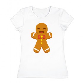 Женская футболка хлопок с принтом Печенька в Екатеринбурге, 100% хлопок | прямой крой, круглый вырез горловины, длина до линии бедер, слегка спущенное плечо | 