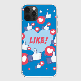 Чехол для iPhone 12 Pro с принтом Лайки и сердечки  в Екатеринбурге, силикон | область печати: задняя сторона чехла, без боковых панелей | facebook | like | love | абстракция | класс | лайки | палецвверх | сердечки | фейсбук