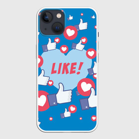Чехол для iPhone 13 с принтом Лайки и сердечки в Екатеринбурге,  |  | facebook | like | love | абстракция | класс | лайки | палецвверх | сердечки | фейсбук