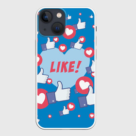 Чехол для iPhone 13 mini с принтом Лайки и сердечки в Екатеринбурге,  |  | facebook | like | love | абстракция | класс | лайки | палецвверх | сердечки | фейсбук