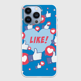 Чехол для iPhone 13 Pro с принтом Лайки и сердечки в Екатеринбурге,  |  | facebook | like | love | абстракция | класс | лайки | палецвверх | сердечки | фейсбук