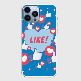 Чехол для iPhone 13 Pro Max с принтом Лайки и сердечки в Екатеринбурге,  |  | facebook | like | love | абстракция | класс | лайки | палецвверх | сердечки | фейсбук