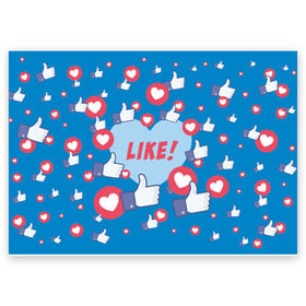 Поздравительная открытка с принтом Лайки и сердечки в Екатеринбурге, 100% бумага | плотность бумаги 280 г/м2, матовая, на обратной стороне линовка и место для марки
 | Тематика изображения на принте: facebook | like | love | абстракция | класс | лайки | палецвверх | сердечки | фейсбук