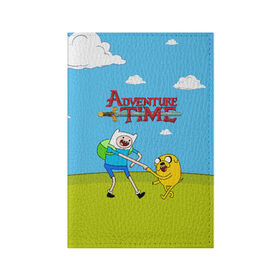 Обложка для паспорта матовая кожа с принтом Adventure Time в Екатеринбурге, натуральная матовая кожа | размер 19,3 х 13,7 см; прозрачные пластиковые крепления | Тематика изображения на принте: 