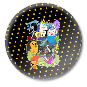 Значок с принтом Adventure Time в Екатеринбурге,  металл | круглая форма, металлическая застежка в виде булавки | Тематика изображения на принте: 