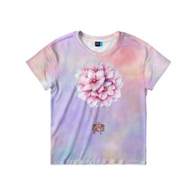 Детская футболка 3D с принтом Нежный Воздушный Шар в Екатеринбурге, 100% гипоаллергенный полиэфир | прямой крой, круглый вырез горловины, длина до линии бедер, чуть спущенное плечо, ткань немного тянется | акварель | гортензия | картина | краски | милый | пастель | розы | цветок | цветы