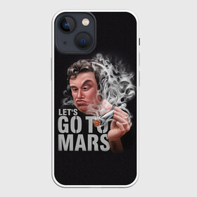 Чехол для iPhone 13 mini с принтом Илон Маск в Екатеринбурге,  |  | comic art | elon musk | lets go to mars | арт | голова | дым | илон маск | косяк | минимализм | надпись