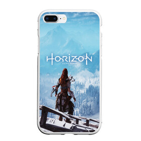 Чехол для iPhone 7Plus/8 Plus матовый с принтом HORIZON ZERO DAWN в Екатеринбурге, Силикон | Область печати: задняя сторона чехла, без боковых панелей | aloy | game | horizon zero dawn | hunter | machine | mecha | robot | snow | spear | the frozen wilds | weapon | игры | постапокалипсис | роботы | фентези | элой