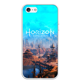 Чехол для iPhone 5/5S матовый с принтом HORIZON ZERO DAWN в Екатеринбурге, Силикон | Область печати: задняя сторона чехла, без боковых панелей | aloy | game | horizon zero dawn | hunter | machine | mecha | robot | snow | spear | the frozen wilds | weapon | игры | постапокалипсис | роботы | фентези | элой